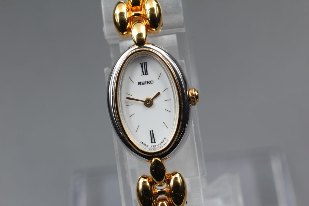 Vintage 1989 [NOS / Box] Seiko Tisse 1E20-6240 Quartz White Roman Dial Women's