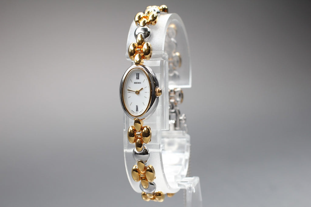 Vintage 1989 [NOS / Box] Seiko Tisse 1E20-6240 Quartz White Roman Dial Women's