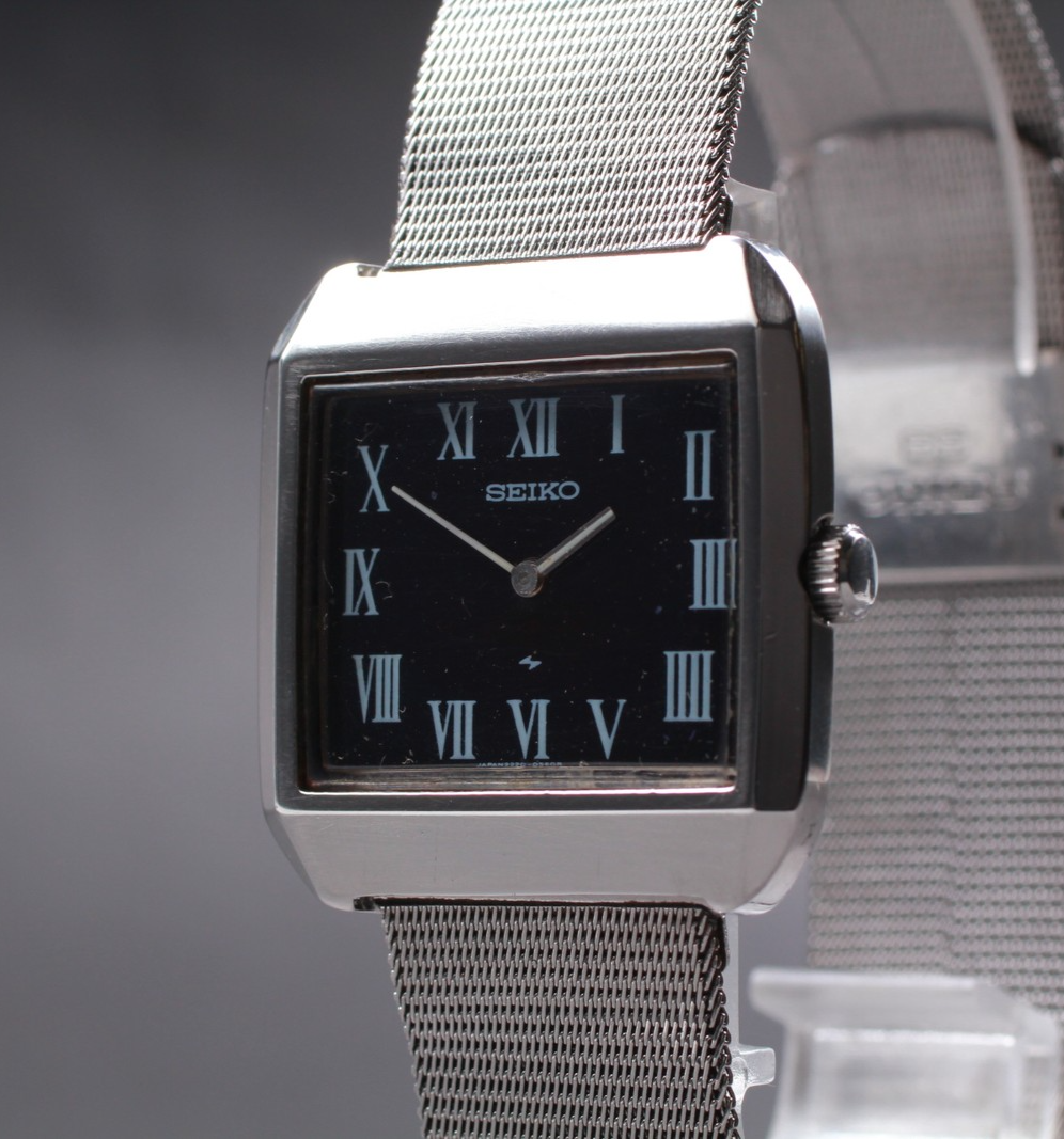 Vintage 1973 [Exc+5] Seiko Chariot 2220-3170 Manual Black Roman Dial Tank Men's