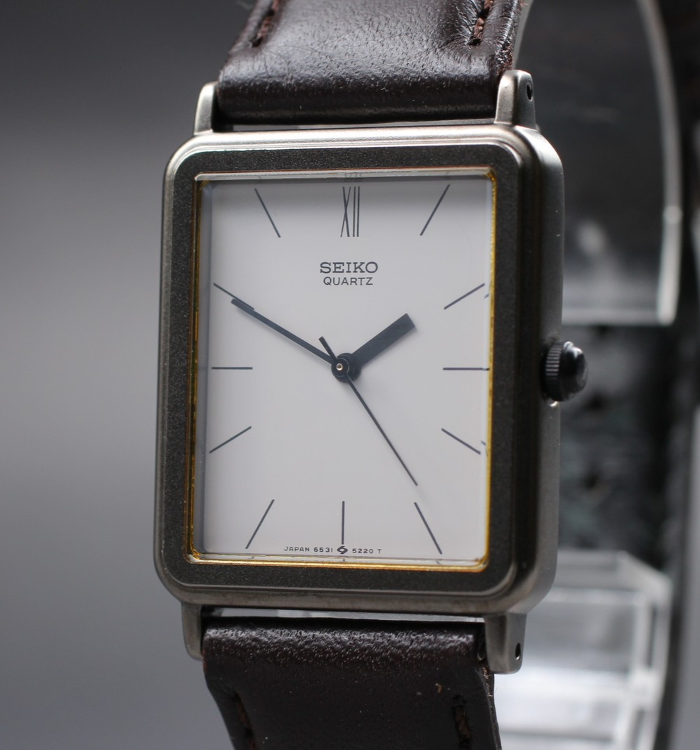 Vintage 1984 [NOS w/ Tag] Seiko Avenue 6531-5140 Quartz White Roman Tank Men's