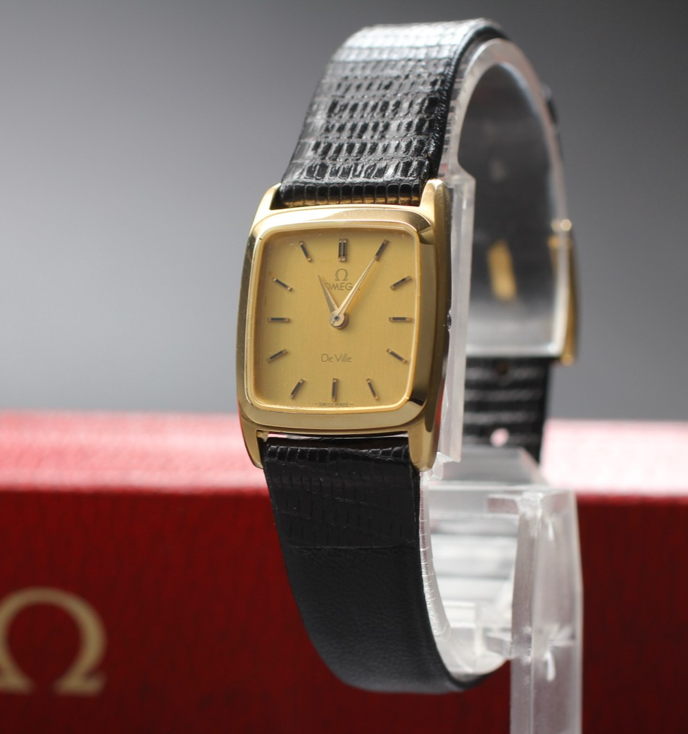 Vintage 1980 [Near MINT / BOX] Omega De Ville Cal.1387 Quartz Gold Tank Women's