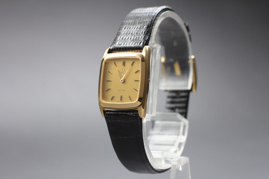 Vintage 1980 [Near MINT / BOX] Omega De Ville Cal.1387 Quartz Gold Tank Women's