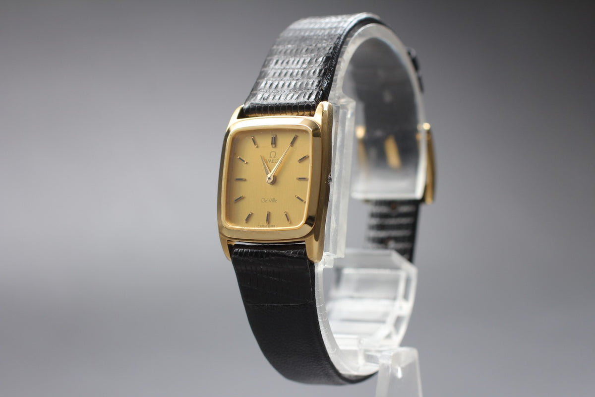 Vintage 1980 [Near MINT / BOX] Omega De Ville Cal.1387 Quartz Gold Tank Women's