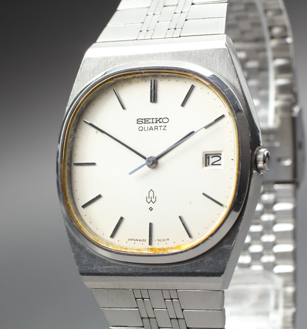 Vintage 1977 [Exc+5] Seiko Emblem 4122-5020 34mm Silver Dial Quartz Men's Watch