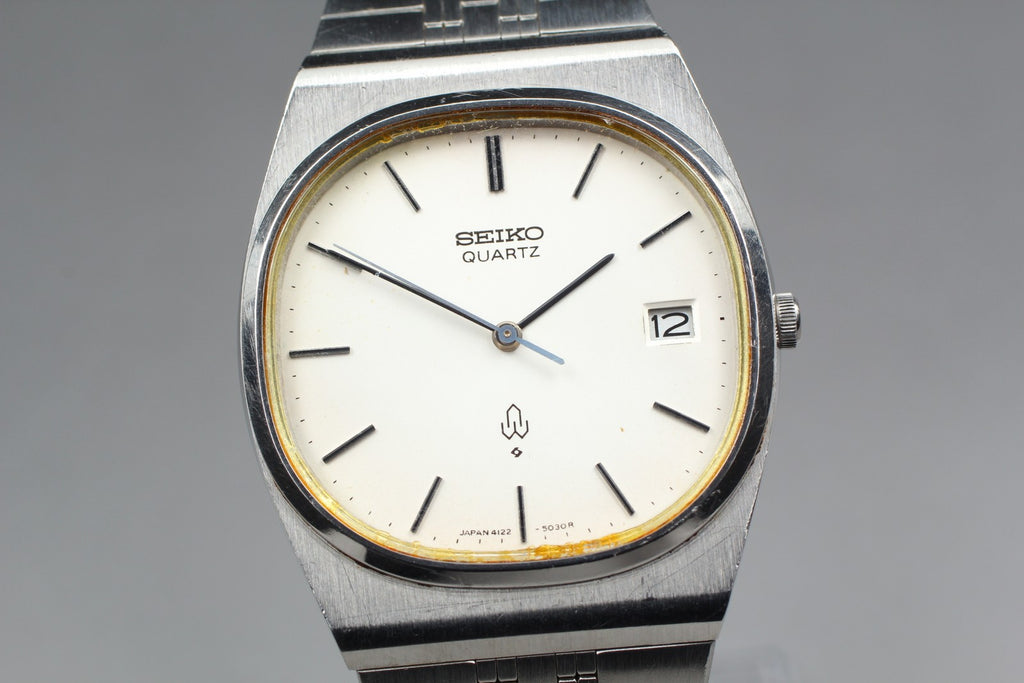 Vintage 1977 [Exc+5] Seiko Emblem 4122-5020 34mm Silver Dial Quartz Men's Watch