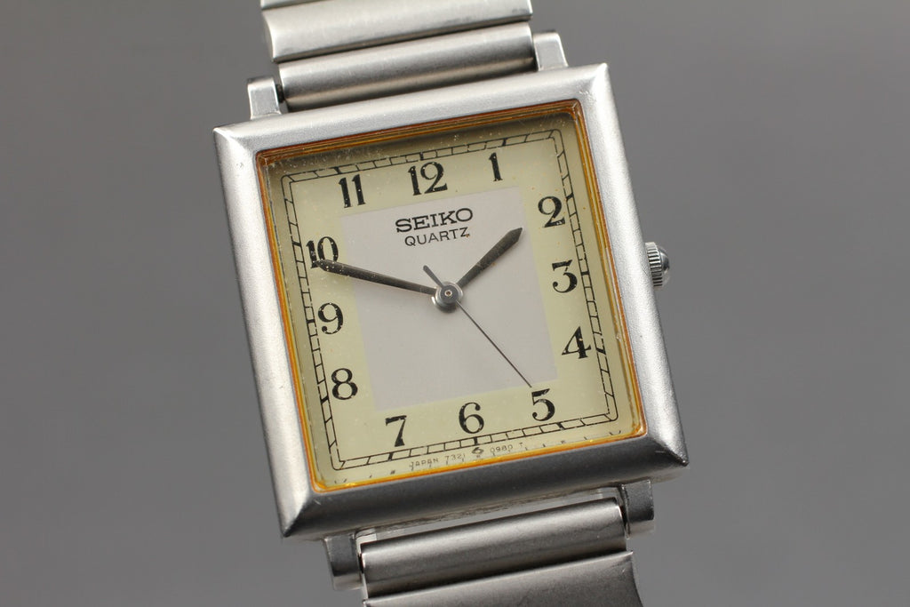 Vintage 1984 [Exc+5] Seiko 7321-5540 24mm Quartz Silver Dial Tank Women's Watch