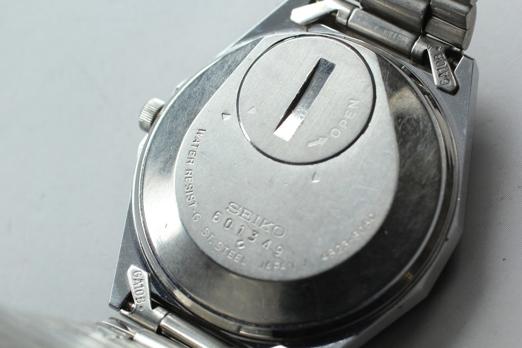 Vintage 1976 [Exc+5] Seiko King Quartz 4823-8050 36mm Dark Blue Dial Date Men's