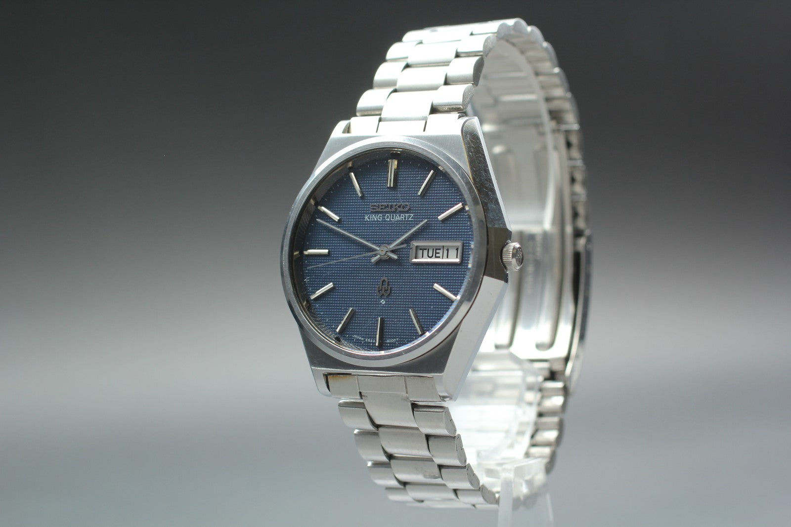 Vintage 1976 [Exc+5] Seiko King Quartz 4823-8050 36mm Dark Blue Dial Date Men's