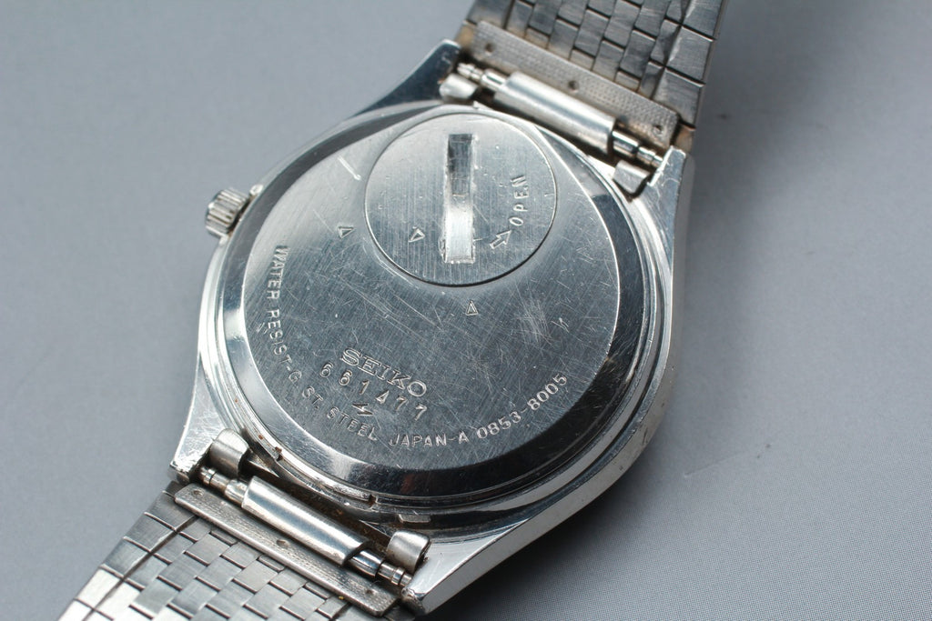 Vintage 1976 [Exc+5] Seiko King Quartz 0853-8005 37mm Blue Dial Men's From JAPAN