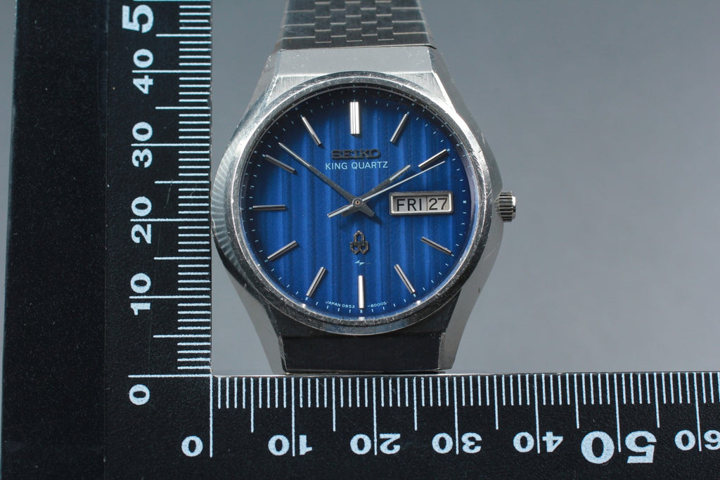 Vintage 1976 [Exc+5] Seiko King Quartz 0853-8005 37mm Blue Dial Men's From JAPAN