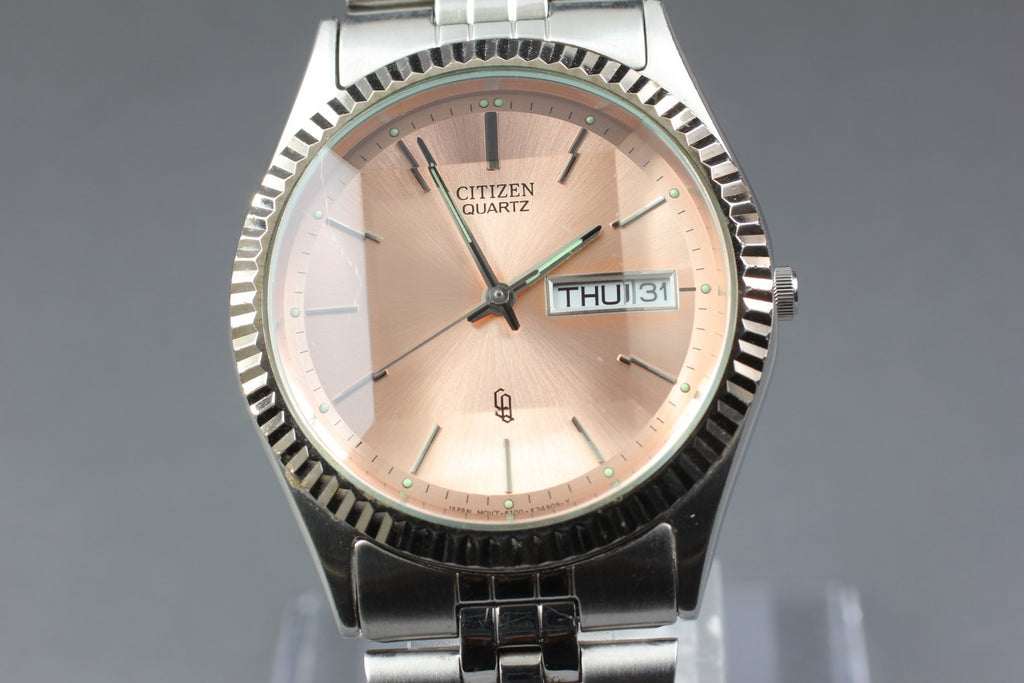 Exc+5 Vintage Citizen CQ President 6100-K09303 35mm Quartz Pink Dial Men's