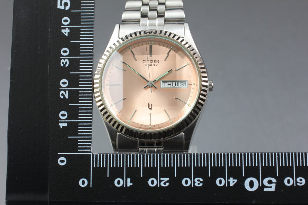 Exc+5 Vintage Citizen CQ President 6100-K09303 35mm Quartz Pink Dial Men's
