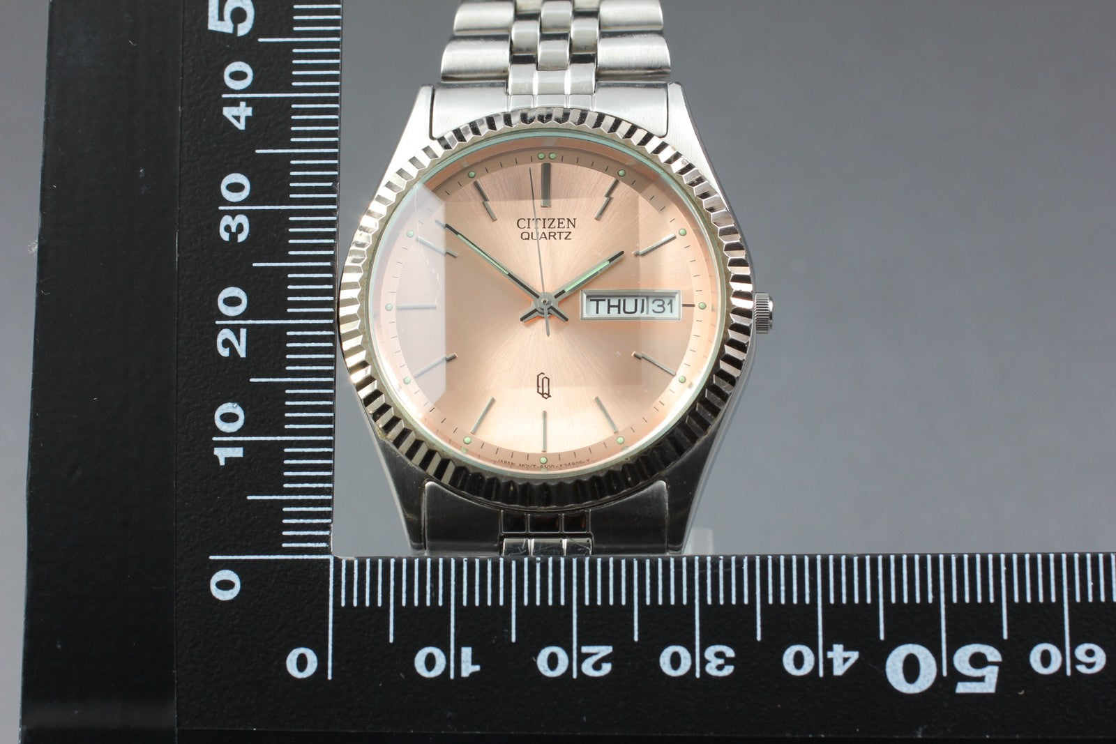 Exc+5 Vintage Citizen CQ President 6100-K09303 35mm Quartz Pink Dial Men's