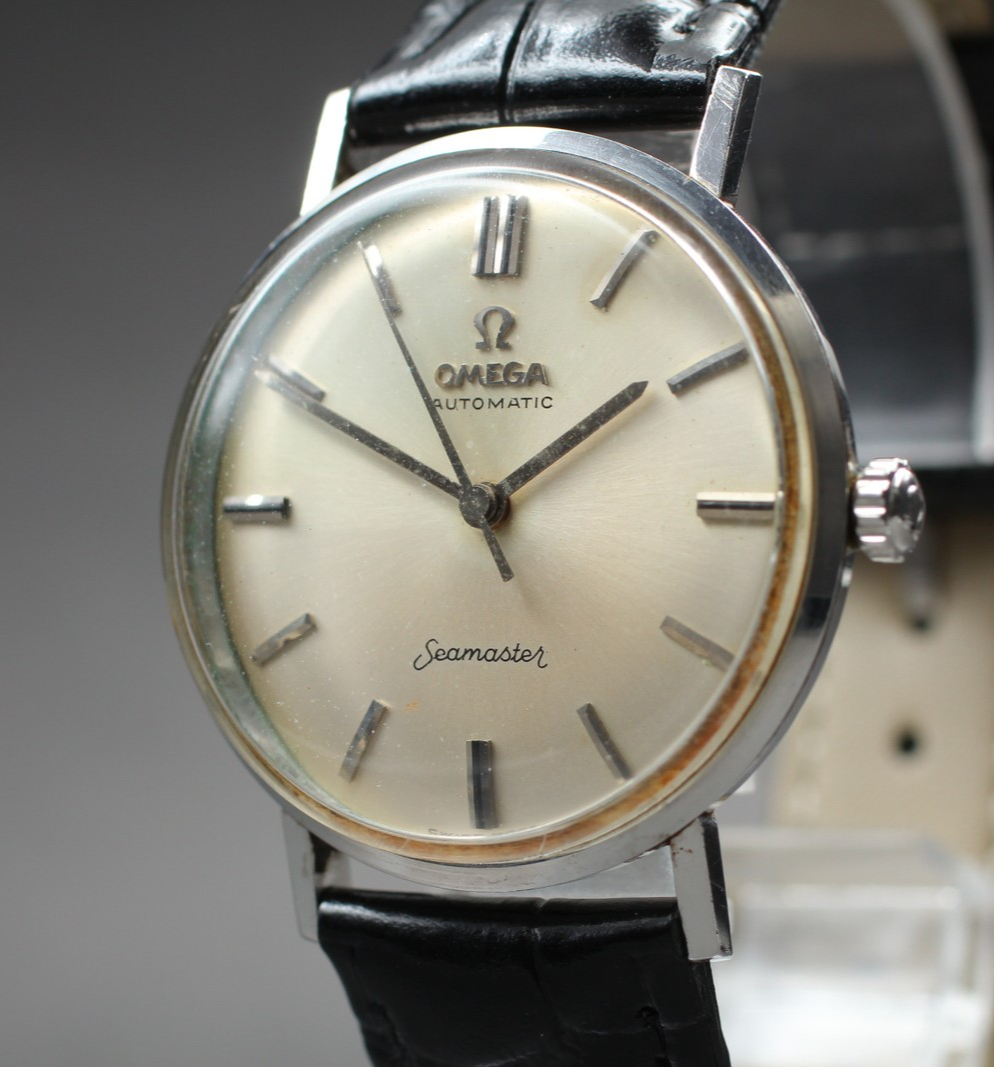 Exc+5 Vintage Omega Seamaster 34mm Automatic Silver Dial Men's Watch From JAPAN