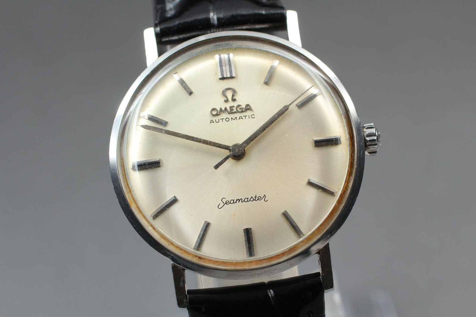 Exc+5 Vintage Omega Seamaster 34mm Automatic Silver Dial Men's Watch From JAPAN