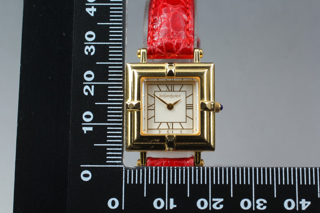 Exc+5 Vintage Yves Saint Laurent 5420-F46657 White Roman Dial Quartz Women's