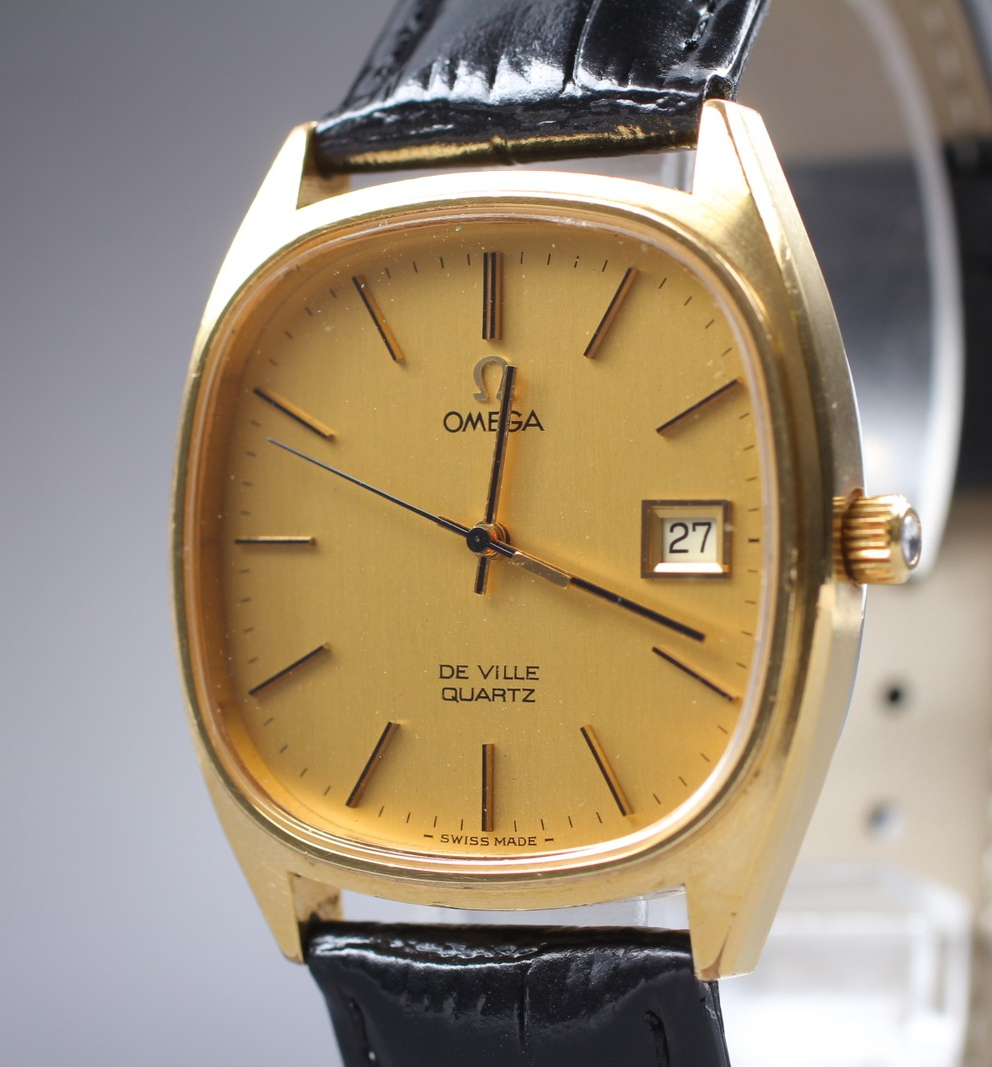 Vintage 1979 [Near MINT] Omega De Ville 192.0034 34mm Quartz Gold Dial Men's
