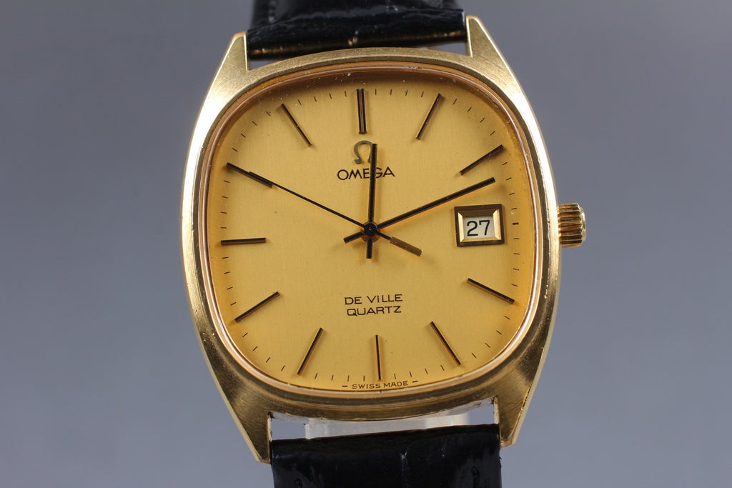 Vintage 1979 [Near MINT] Omega De Ville 192.0034 34mm Quartz Gold Dial Men's