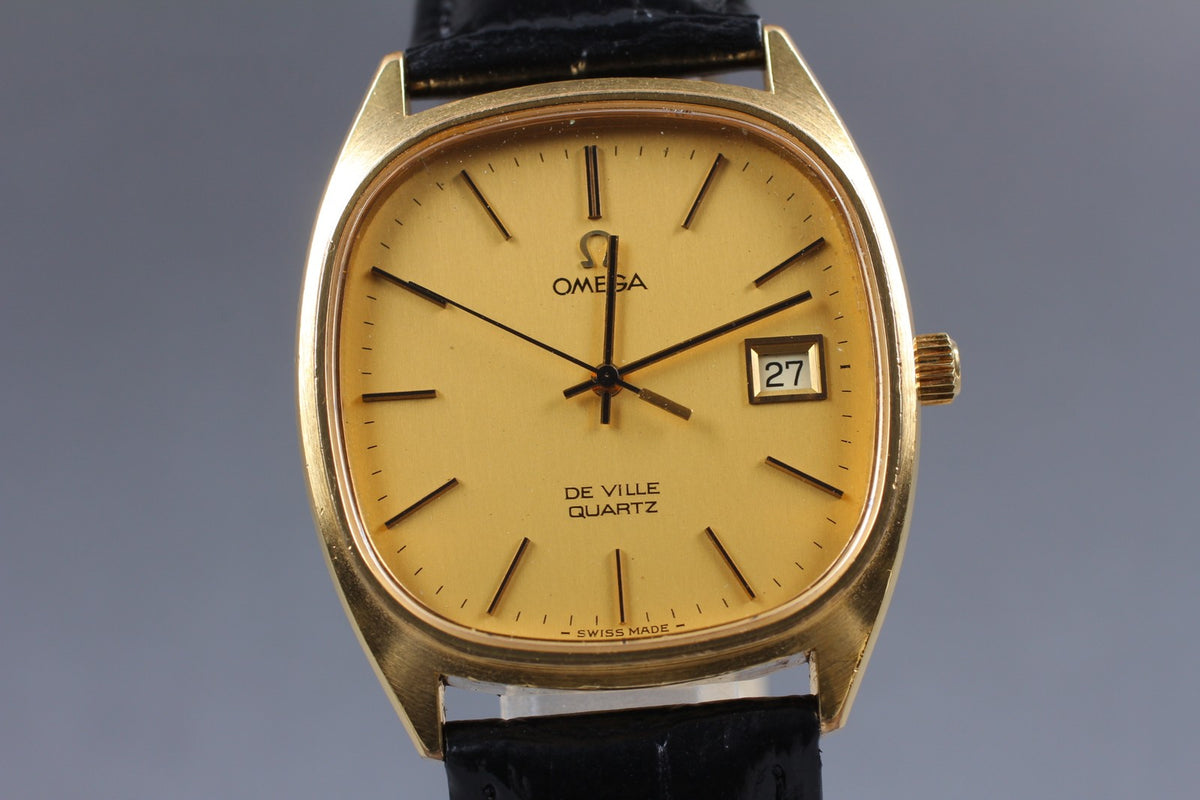 Vintage 1979 [Near MINT] Omega De Ville 192.0034 34mm Quartz Gold Dial Men's