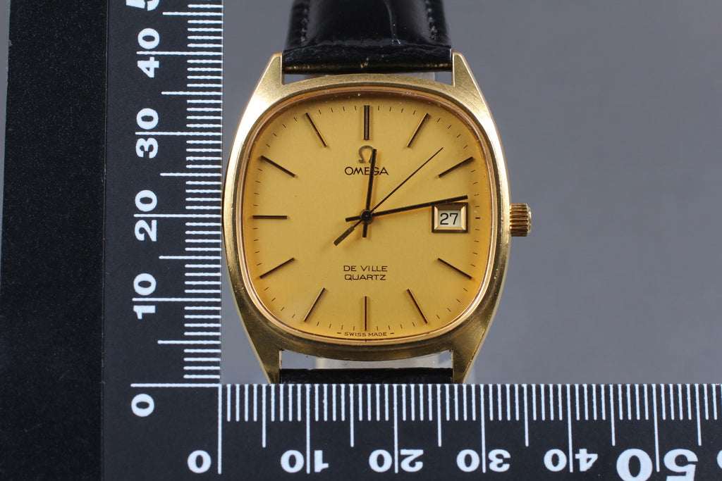 Vintage 1979 [Near MINT] Omega De Ville 192.0034 34mm Quartz Gold Dial Men's