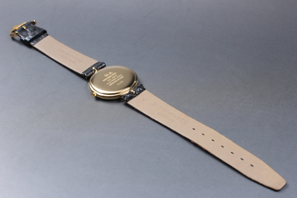 Near MINT Vintage Raymond Weil Geneve 5350 30mm Quartz Gold Dial Unisex Watch