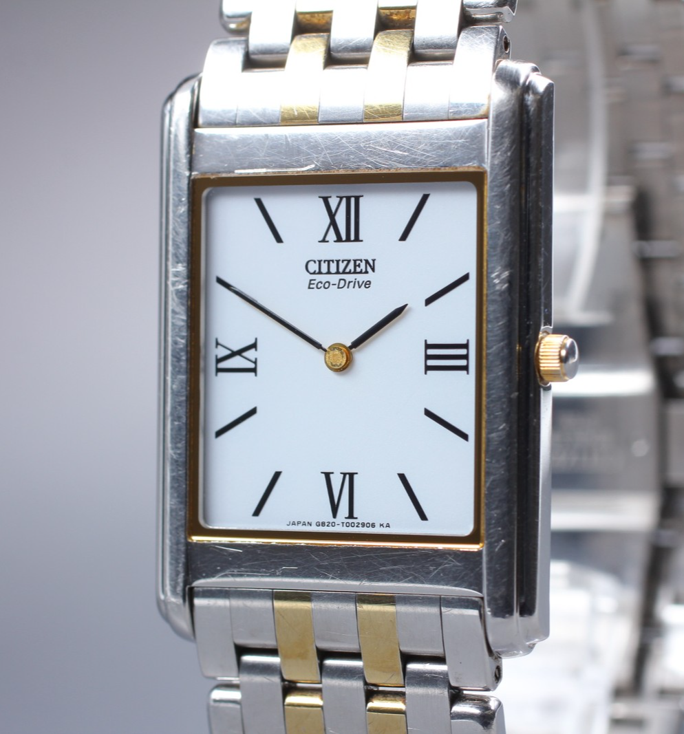 Exc+5 Citizen Stiletto Eco-Drive G820-T001670 27mm White Roman Tank Solar Men's