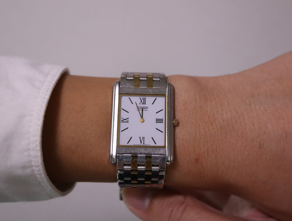 Exc+5 Citizen Stiletto Eco-Drive G820-T001670 27mm White Roman Tank Solar Men's