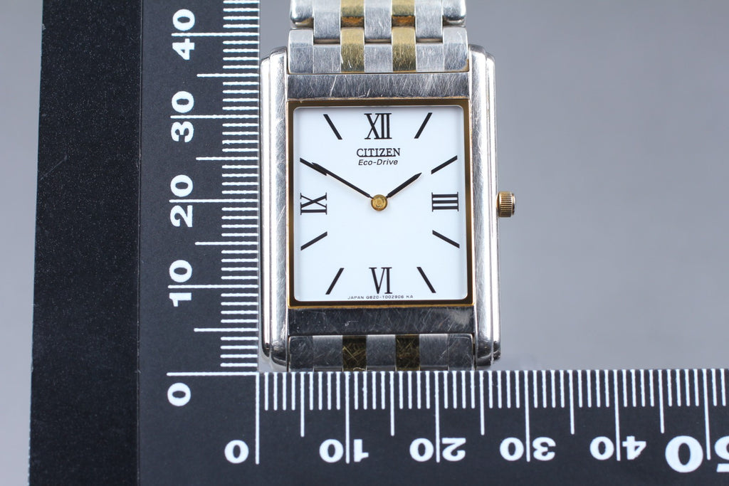 Exc+5 Citizen Stiletto Eco-Drive G820-T001670 27mm White Roman Tank Solar Men's