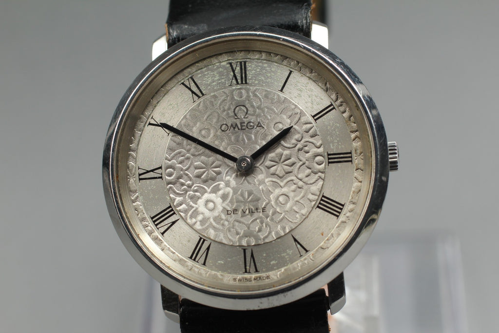 Vintage 1971 [Near MINT] Omega De Ville 111.0107 Manual Silver Floral Dial Men's