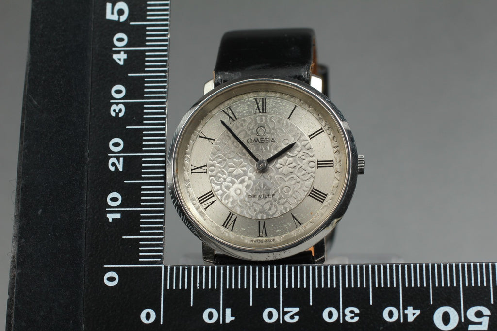 Vintage 1971 [Near MINT] Omega De Ville 111.0107 Manual Silver Floral Dial Men's