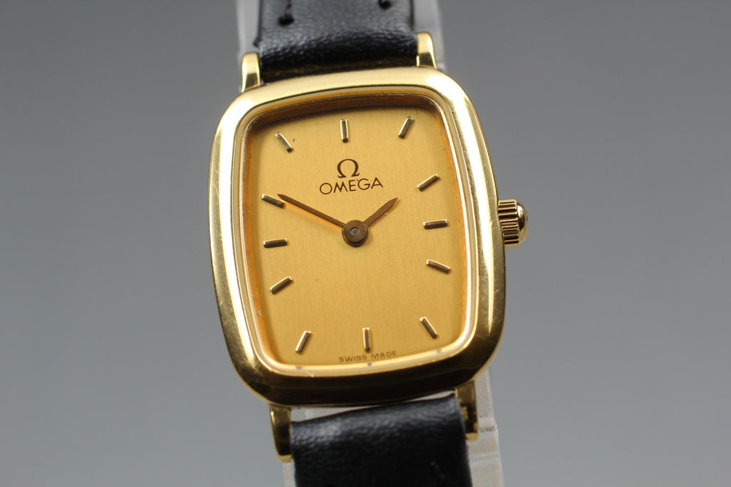 Vintage 1989 [Near MINT] Omega De Ville 595.0099.2 18mm Quartz Gold Dial Women's