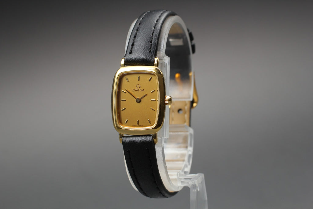 Vintage 1989 [Near MINT] Omega De Ville 595.0099.2 18mm Quartz Gold Dial Women's