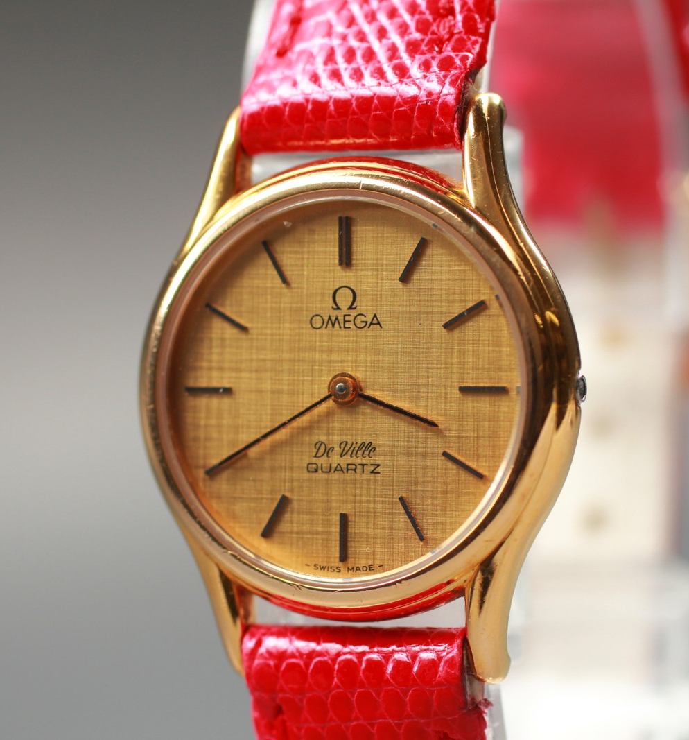 Vintage 1980 [Near MINT] Omega De Ville 591.0094 24mm Quartz Gold Dial Women's