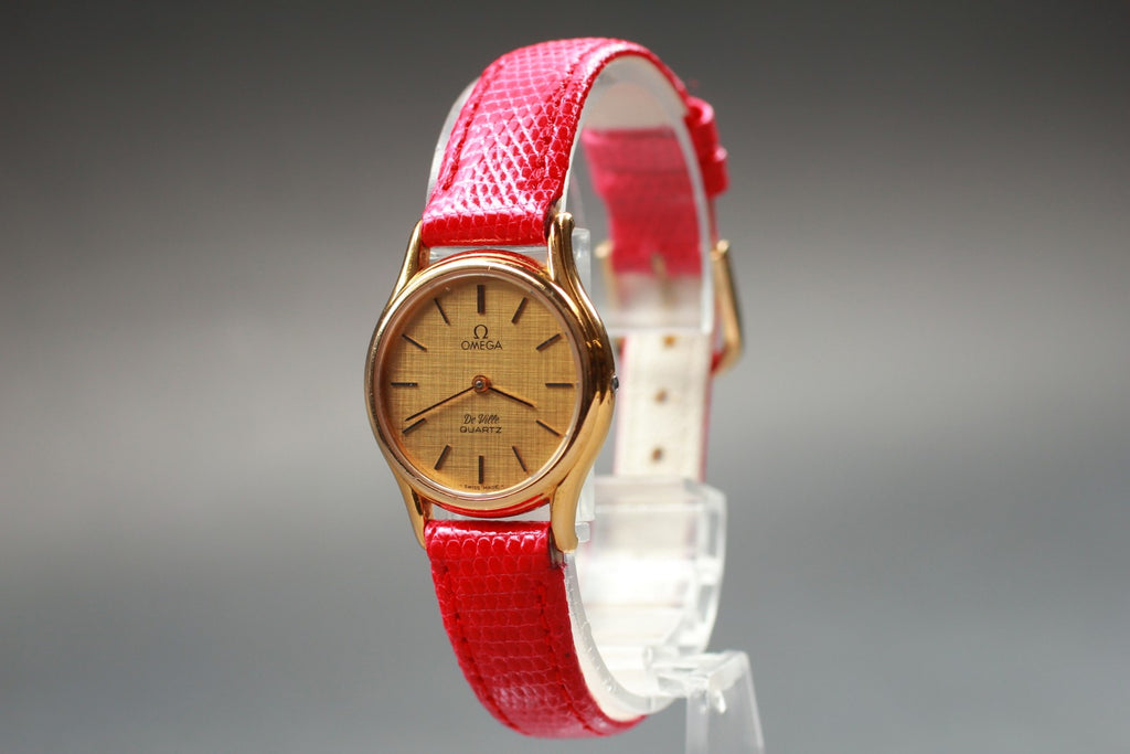 Vintage 1980 [Near MINT] Omega De Ville 591.0094 24mm Quartz Gold Dial Women's