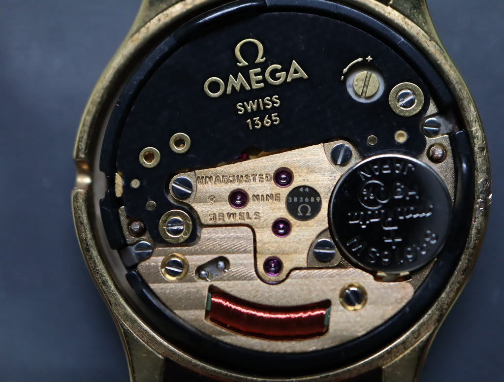 Vintage 1980 [Near MINT] Omega De Ville 591.0094 24mm Quartz Gold Dial Women's