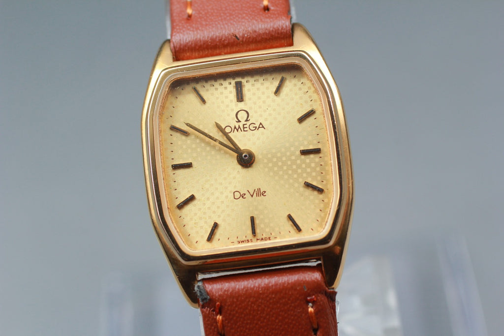 Vintage 1982 [Near MINT] Omega De Ville 591.0247 20mm Gold Dial Quartz Women's