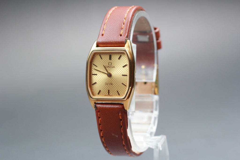 Vintage 1982 [Near MINT] Omega De Ville 591.0247 20mm Gold Dial Quartz Women's