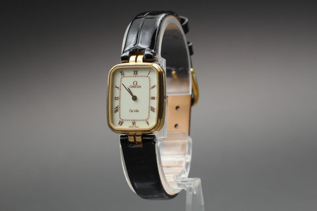 Vintage 1982 [Exc+5] Omega De Ville 595.0040 19mm Quartz Roman Dial Women's