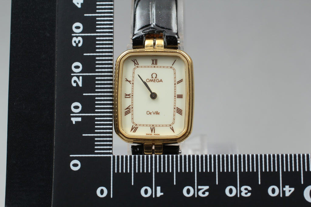 Vintage 1982 [Exc+5] Omega De Ville 595.0040 19mm Quartz Roman Dial Women's