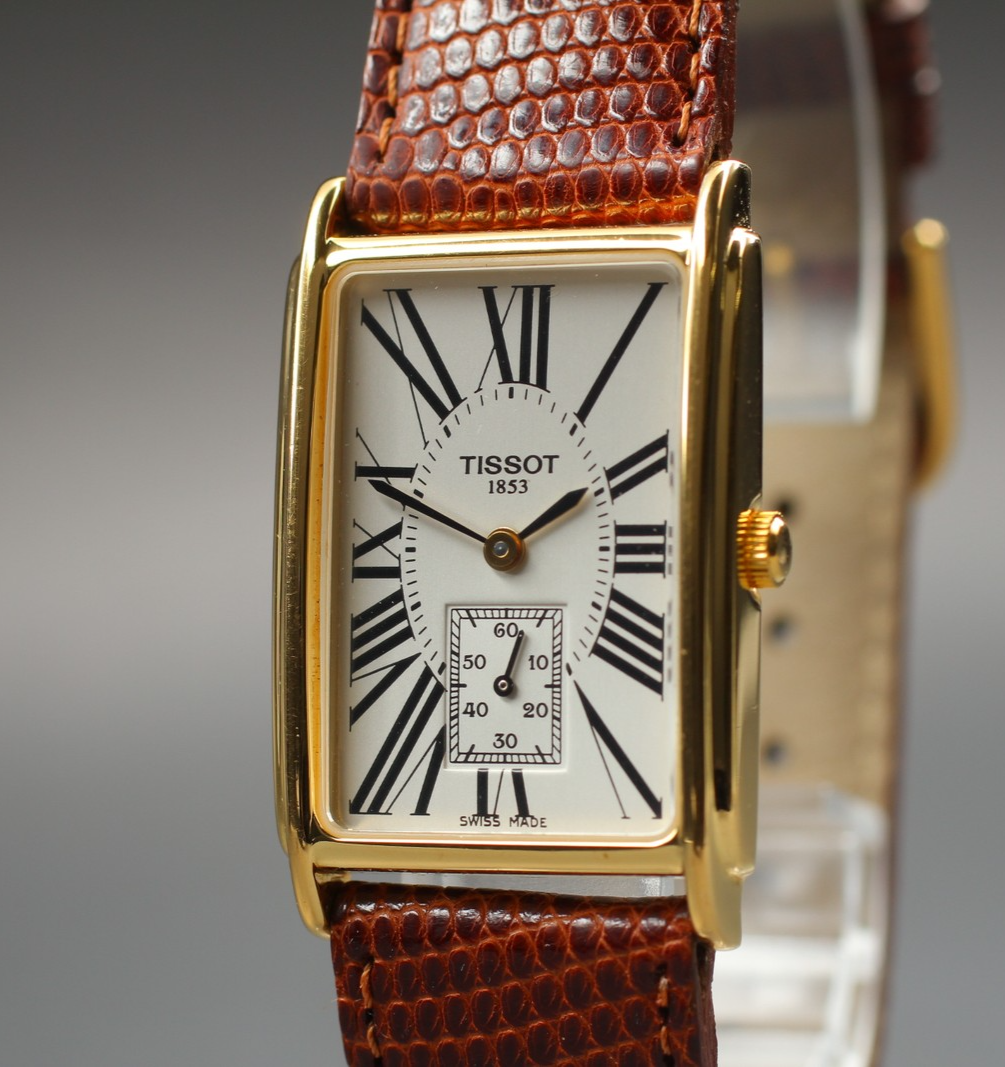 Near MINT Tissot A282K 23mm Quartz Small Second White Roman Dial Tank Unisex