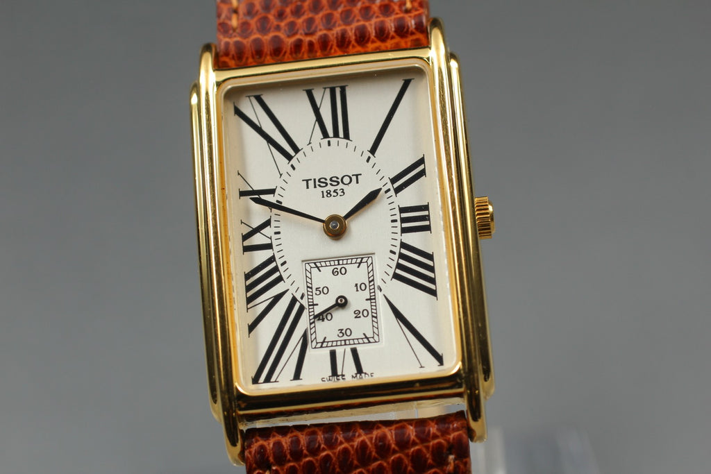 Near MINT Tissot A282K 23mm Quartz Small Second White Roman Dial Tank Unisex