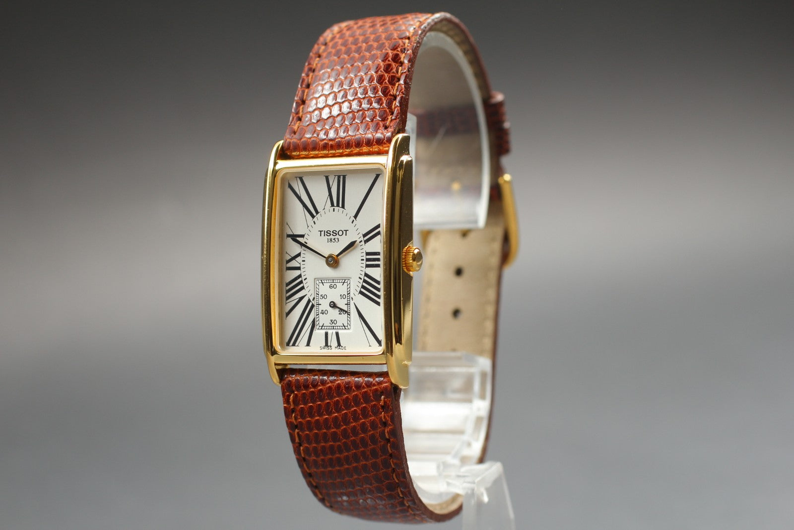 Near MINT Tissot A282K 23mm Quartz Small Second White Roman Dial Tank Unisex
