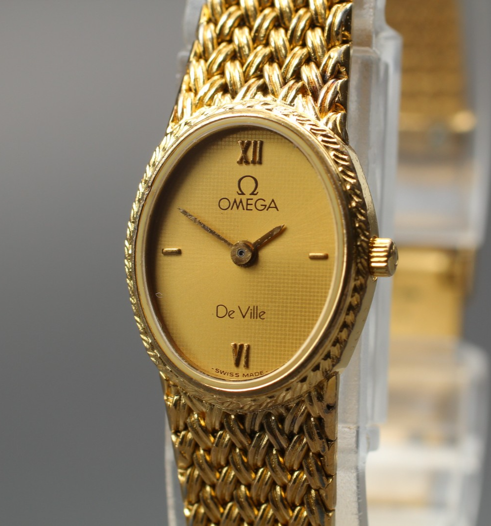 Vintage 1984 [Near MINT] Omega De Ville 591.0303 16mm Quartz Gold Dial Women's