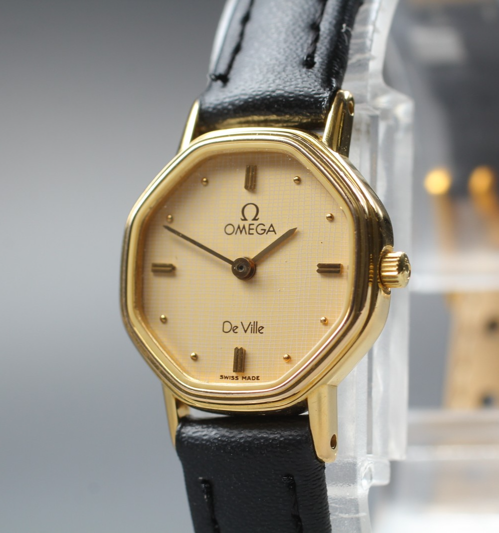 Vintage 1984 [Near MINT] Omega De Ville 591.0313 20mm Quartz Gold Dial Women's