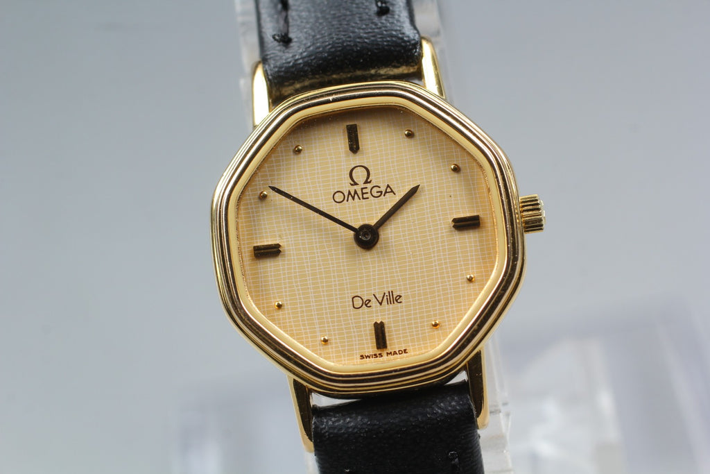 Vintage 1984 [Near MINT] Omega De Ville 591.0313 20mm Quartz Gold Dial Women's