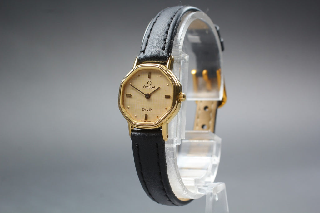 Vintage 1984 [Near MINT] Omega De Ville 591.0313 20mm Quartz Gold Dial Women's