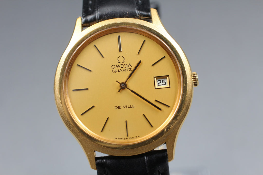 Vintage 1973 [Near MINT] Omega De Ville 192.0027 35mm Quartz Gold Dial Men's