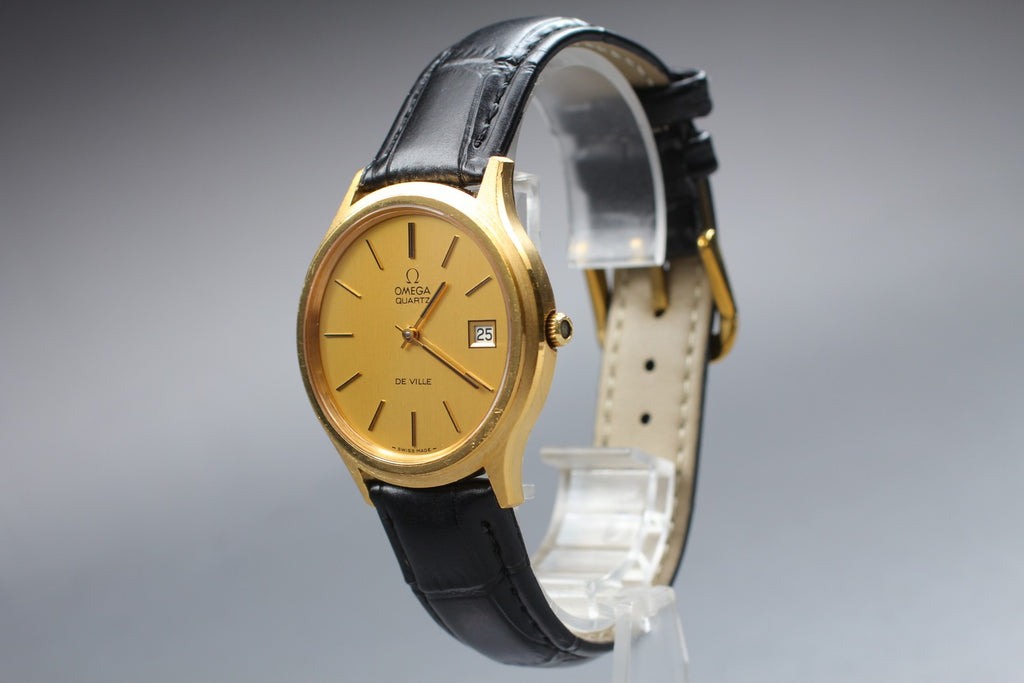 Vintage 1973 [Near MINT] Omega De Ville 192.0027 35mm Quartz Gold Dial Men's