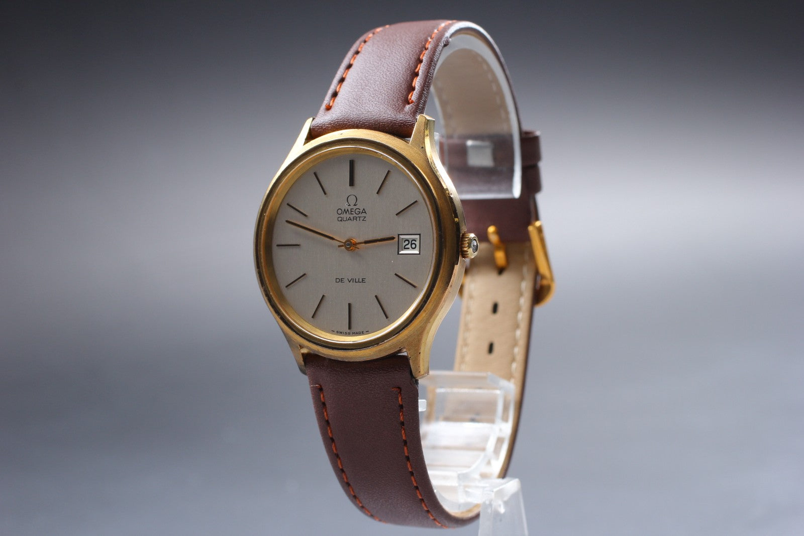 Vintage 1973 [Near MINT] Omega De Ville 192.0027 35mm Quartz Silver Dial Men's