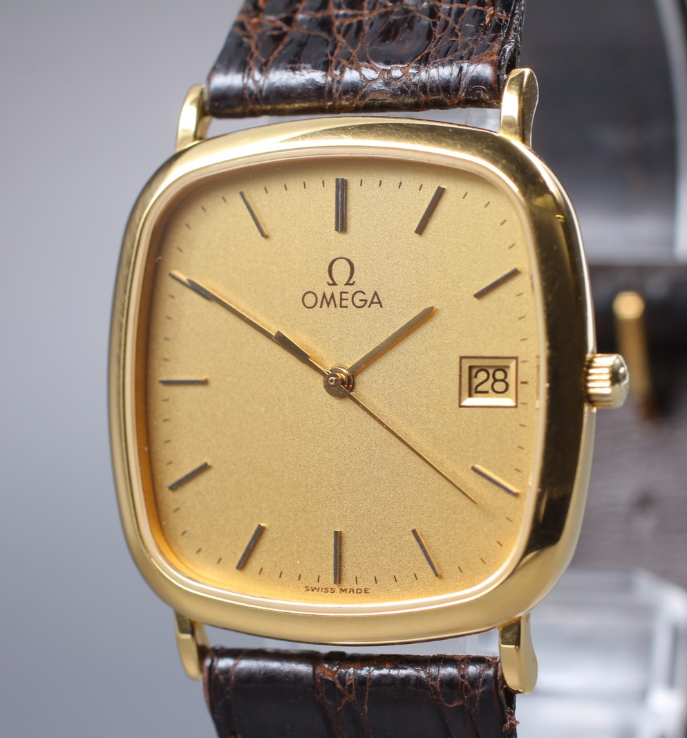 Vintage 1986 [Near MINT] Omega De Ville 196.0317 30mm Quartz Gold Dial Men's